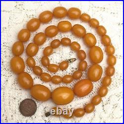 Vintage Art Deco 30s Butterscotch Honey Amber Bakelite Bead Necklace Graduated