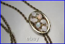 Vintage Art Deco 7.26tcw Opal Slide Tassel Necklace Gold Filled C1143