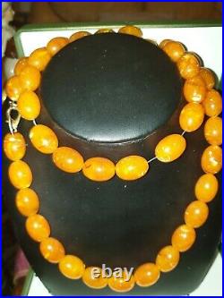 Vintage Art Deco Amber Bakelite Bead Necklace 97 grams