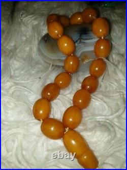 Vintage Art Deco Amber Bakelite Beaded Necklace about 100 grmes