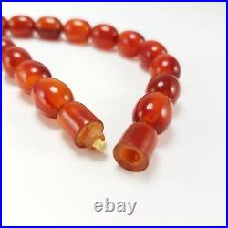 Vintage Art Deco Amber Lucite Bead Necklace WWII Era 30s 40s Estate Jewelry