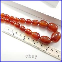 Vintage Art Deco Amber Lucite Bead Necklace WWII Era 30s 40s Estate Jewelry