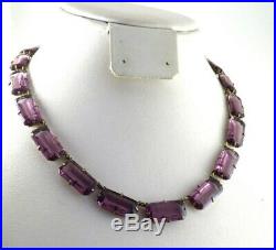 Vintage Art Deco Amethyst Glass Necklace Collar Stunning