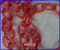 Vintage Art Deco Antique Celluloid Chain Link Necklace With Large Cameo Pendant