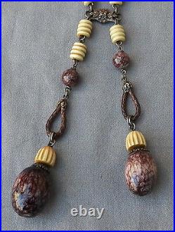 Vintage Art Deco Art Glass Bead Sautoir Necklace