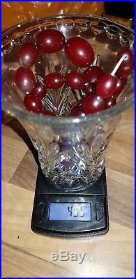 Vintage Art Deco Bakelite Cherry Amber Bead Necklace 49.5 grams