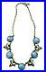 Vintage Art Deco Blue Art Glass Enamel Leaves Antique Czech Necklace