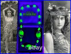 Vintage Art Deco Bohemian Czech Bicolour Uranium Beads Chunky Necklace Collector