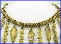 Vintage Art Deco Brass Drippy Festoon Choker Necklace