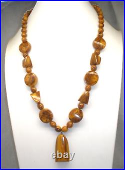 Vintage Art Deco Butterscotch Amber Bakelite Bead Necklace