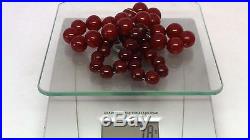 Vintage Art Deco CHERRY AMBER FATURAN BAKELITE Loose Prayer Beads Necklace 78g