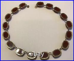 Vintage Art Deco Carnelian Rhinestone Necklace