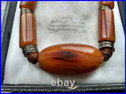 Vintage Art Deco Carved Butterscotch Amber Bakelite Swirl Beads Necklace Tested