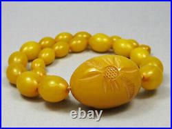 Vintage Art Deco Carved Butterscotch Bakelite Beads Necklace Simichrome Tested