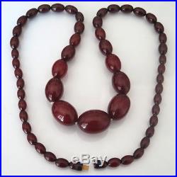 Vintage Art Deco Cherry Amber Bakelite Bead 32 1/2 73gram Necklace