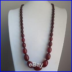 Vintage Art Deco Cherry Amber Bakelite Bead 32 1/2 73gram Necklace
