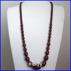 Vintage Art Deco Cherry Amber Bakelite Bead 32 59gram Necklace