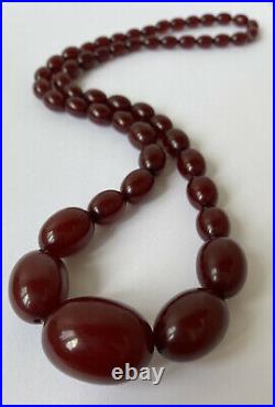 Vintage Art Deco Cherry Amber Bakelite Bead Necklace 56g (Tested)