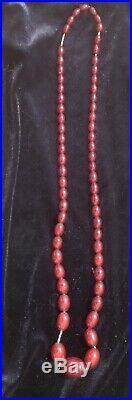 Vintage Art Deco Cherry Amber Bakelite Bead Necklace 84+grams