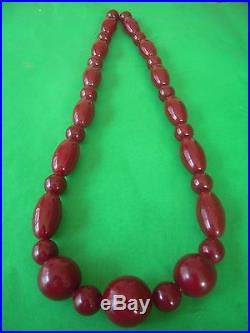 Vintage Art Deco Cherry Amber Bakelite Beads Necklace Tested 269+ gr