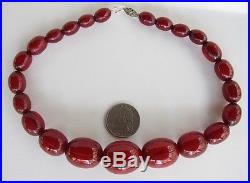 Vintage Art Deco Cherry Amber Bakelite Faturan Bead Necklace 52 Grams 14 K