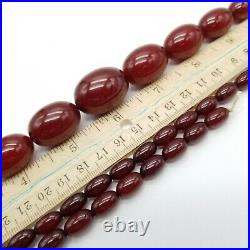 Vintage Art Deco Cherry Amber Bakelite Faturan Graduated Oval Beads Necklace 74g
