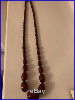 Vintage Art Deco Cherry Amber Bakelite Graduated Bead Necklace 75cm 59g