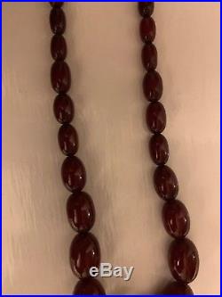 Vintage Art Deco Cherry Amber Bakelite Graduated Bead Necklace 75cm 59g