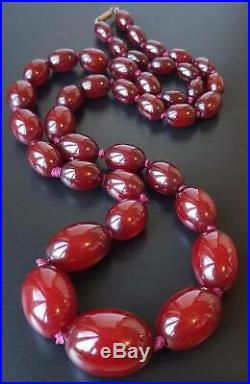 Vintage Art Deco Cherry Amber Bakelite Necklace 55 Grams