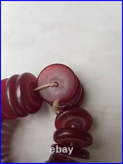 Vintage Art Deco Cherry Amber Faturan Bakelite 100 years, Necklace 262 grams