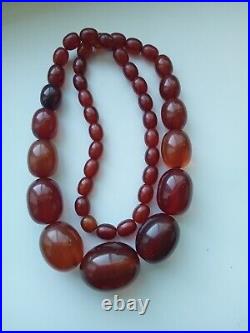 Vintage Art Deco Cherry Amber Faturan Bakelite Marbled Bead Necklace 59,33r