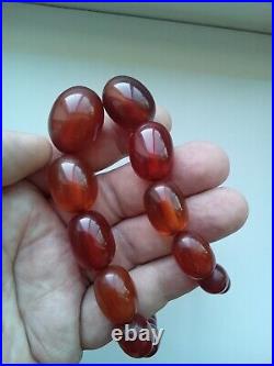 Vintage Art Deco Cherry Amber Faturan Bakelite Marbled Bead Necklace 59,33r