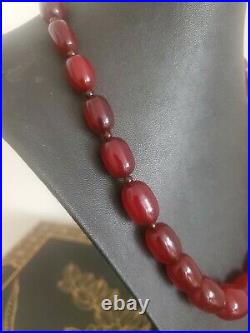 Vintage Art Deco Cherry Amber Red Bakelite Bead Necklace 61.1g