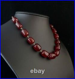 Vintage Art Deco Cherry Red bakelite necklace, beadex
