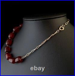Vintage Art Deco Cherry Red bakelite necklace, beadex