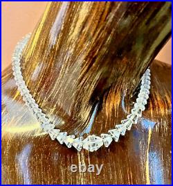 Vintage Art Deco Choker Necklace Rock Crystal Sterling Clasp and Chain 16.25