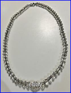 Vintage Art Deco Choker Necklace Rock Crystal Sterling Clasp and Chain 16.25