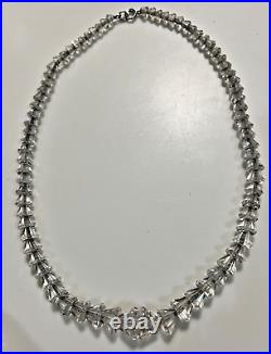 Vintage Art Deco Choker Necklace Rock Crystal Sterling Clasp and Chain 16.25