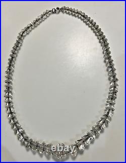 Vintage Art Deco Choker Necklace Rock Crystal Sterling Clasp and Chain 16.25