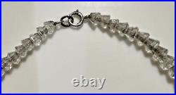 Vintage Art Deco Choker Necklace Rock Crystal Sterling Clasp and Chain 16.25