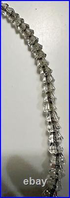 Vintage Art Deco Choker Necklace Rock Crystal Sterling Clasp and Chain 16.25