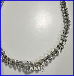 Vintage Art Deco Choker Necklace Rock Crystal Sterling Clasp and Chain 16.25