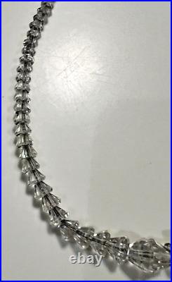 Vintage Art Deco Choker Necklace Rock Crystal Sterling Clasp and Chain 16.25