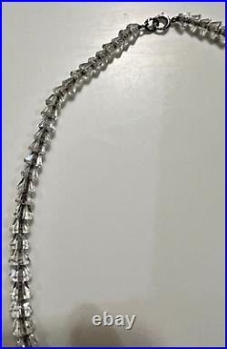 Vintage Art Deco Choker Necklace Rock Crystal Sterling Clasp and Chain 16.25