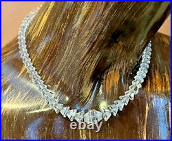 Vintage Art Deco Choker Necklace Rock Crystal Sterling Clasp and Chain 16.25