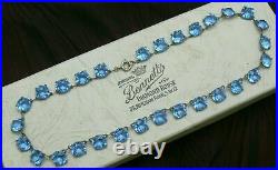 Vintage Art Deco Corn Flower Blue Paste Stone Jewel Glass Beads Riviere Necklace