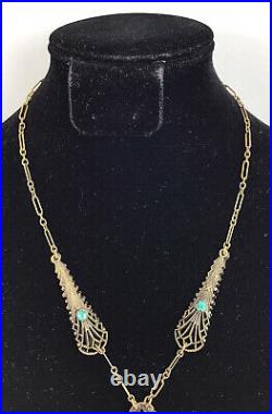 Vintage Art Deco Czech Blue Stone Snake Necklace
