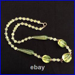 Vintage Art Deco Czech Citrine Uranium Glass Necklace