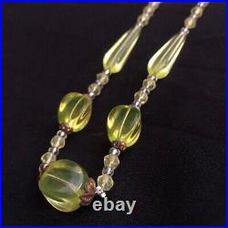 Vintage Art Deco Czech Citrine Uranium Glass Necklace