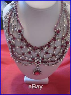 Vintage Art Deco Czech Glass Jewelry Necklace RHINESTONES, HUGE